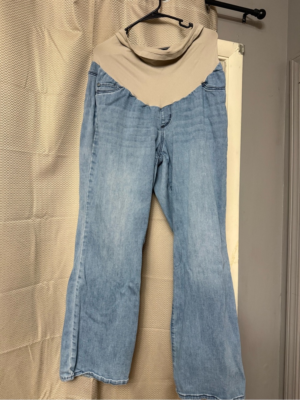 Light Blue Maternity Jeans with Stretch Waistband 2XL